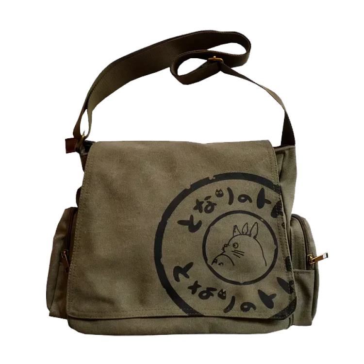 Japanese Totoro Canvas Messenger Bag - Stylish Cartoon Crossbody Bag