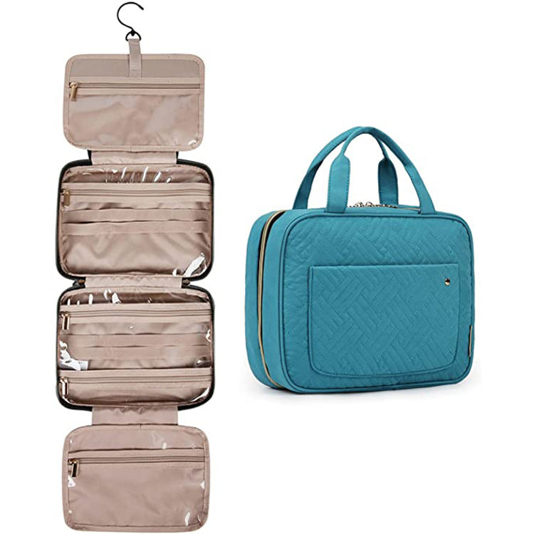 Large Roll Up Hanging Toiletry Bag For Women, Pastel Pink Makeup Travel Organizer with S Hook for Cosmetics, Hair Accessories, Razors (13x4.5x9.75 In), Pastel pink