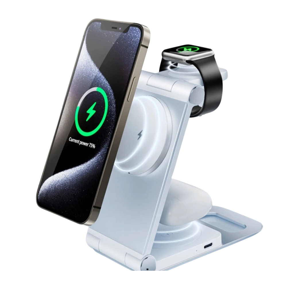 3-in-1 Foldable MagSafe Charging Stand – iPhone, Watch, AirPods