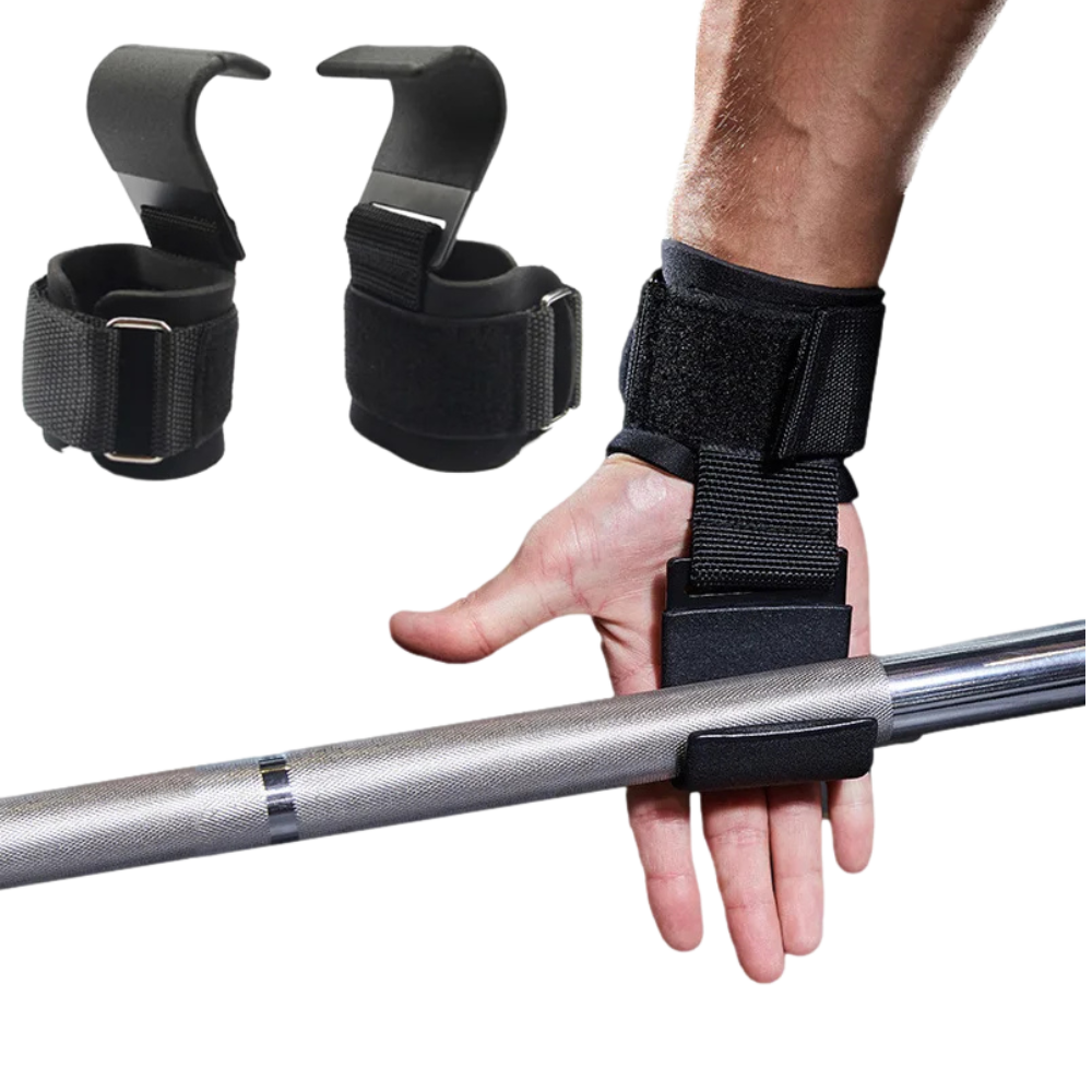 Heavy-Duty Weightlifting Hooks with Wrist Straps