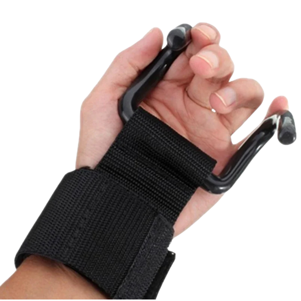 Heavy-Duty Weightlifting Hooks with Wrist Straps