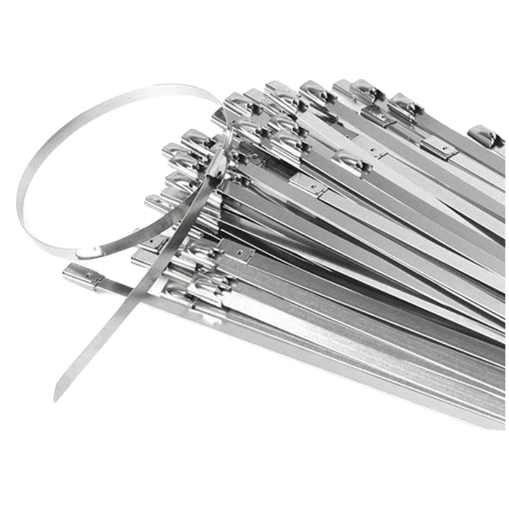 100-Piece Stainless Steel Zip Ties - Heavy Duty Cable Ties for Machinery and More