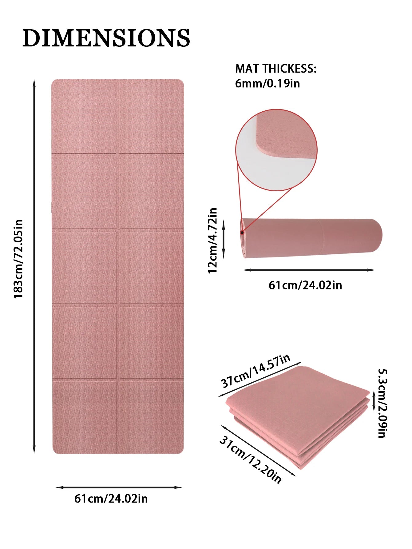 4mm TPE Foldable Yoga Mat – Dual-Sided Non-Slip Fitness Mat