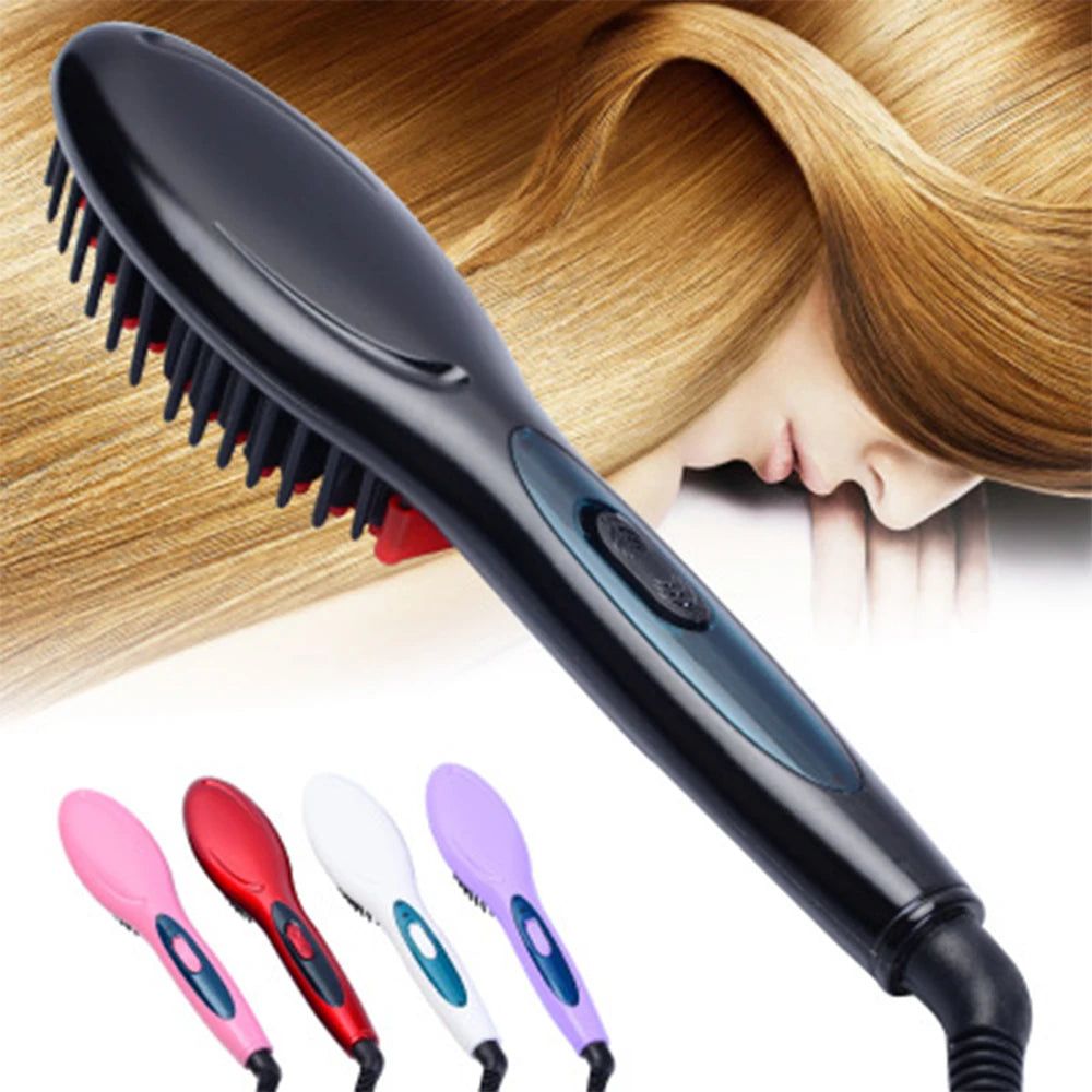 Tourmaline Ceramic Hair Straightener Brush – Smoothing & Styling Tool