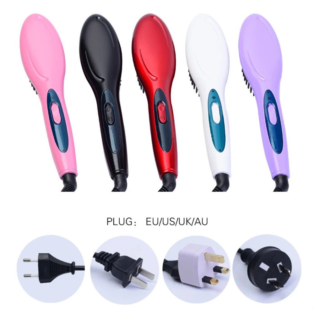 Tourmaline Ceramic Hair Straightener Brush – Smoothing & Styling Tool