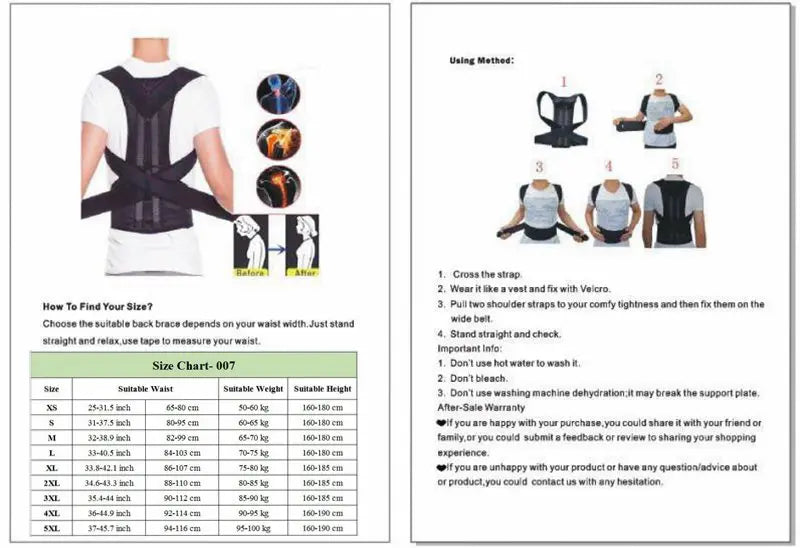 Adjustable Back Posture Corrector with Lumbar Support