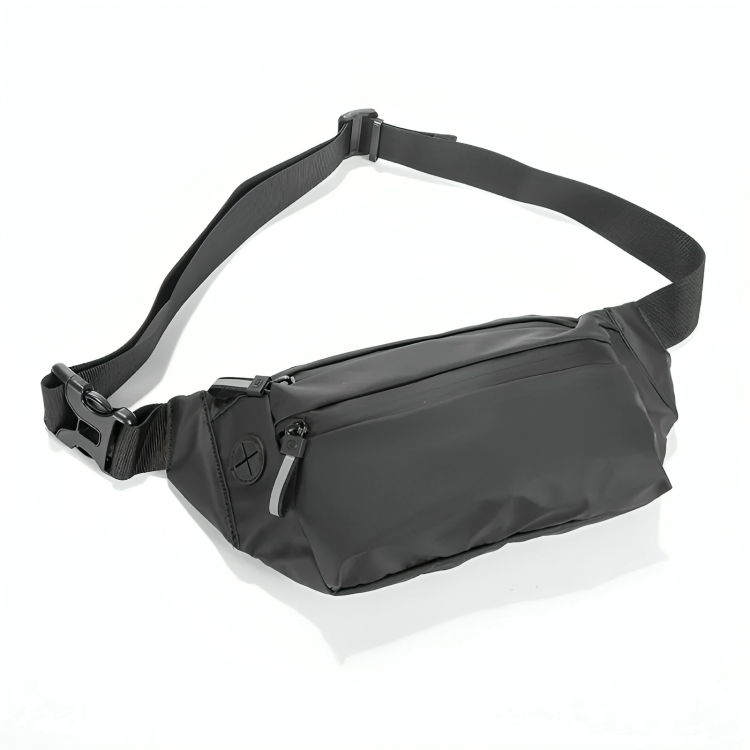 Running Waist Waterproof Bag Fanny Pack with 3 Pockets Cellphone Holder the Pouch with Strap Belt Suitable for Hiking Traveling Outdoor Sports and Smooth Reflective Zipper, Black, Waterproof