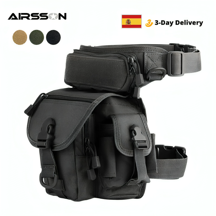 Multi-Purpose Tactical Drop Leg Bag Tool Fanny Thigh Pack Leg Rig Military Motorcycle Camera Versipack Utility Pouch, Black/Coyote Tan/Army