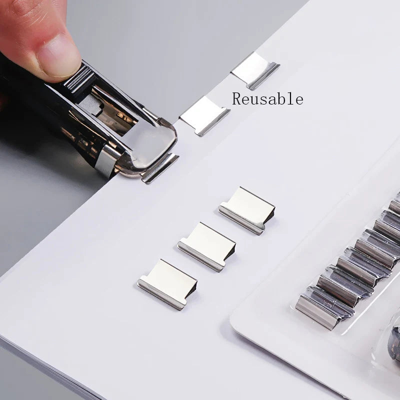 Creative Stapler Set - Transparent Push Clamp Stapler with Clipper for Office & School