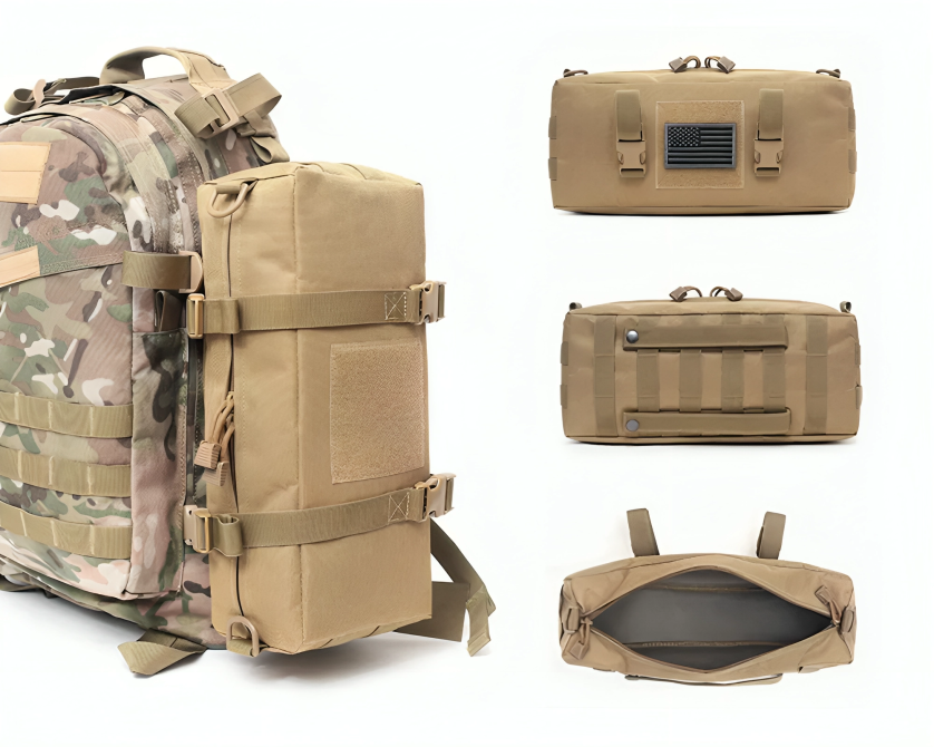 Tactical EDC Sling Bag Pack, Military Rover Shoulder Molle Backpack, with USA Flag Patch, Coyote