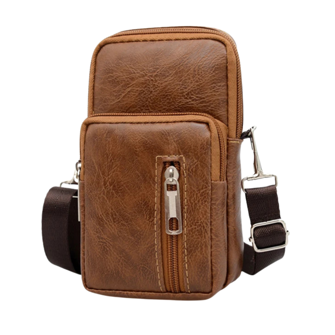 Men’s PU Leather Shoulder Messenger Bag – Slim Crossbody Chest Purse