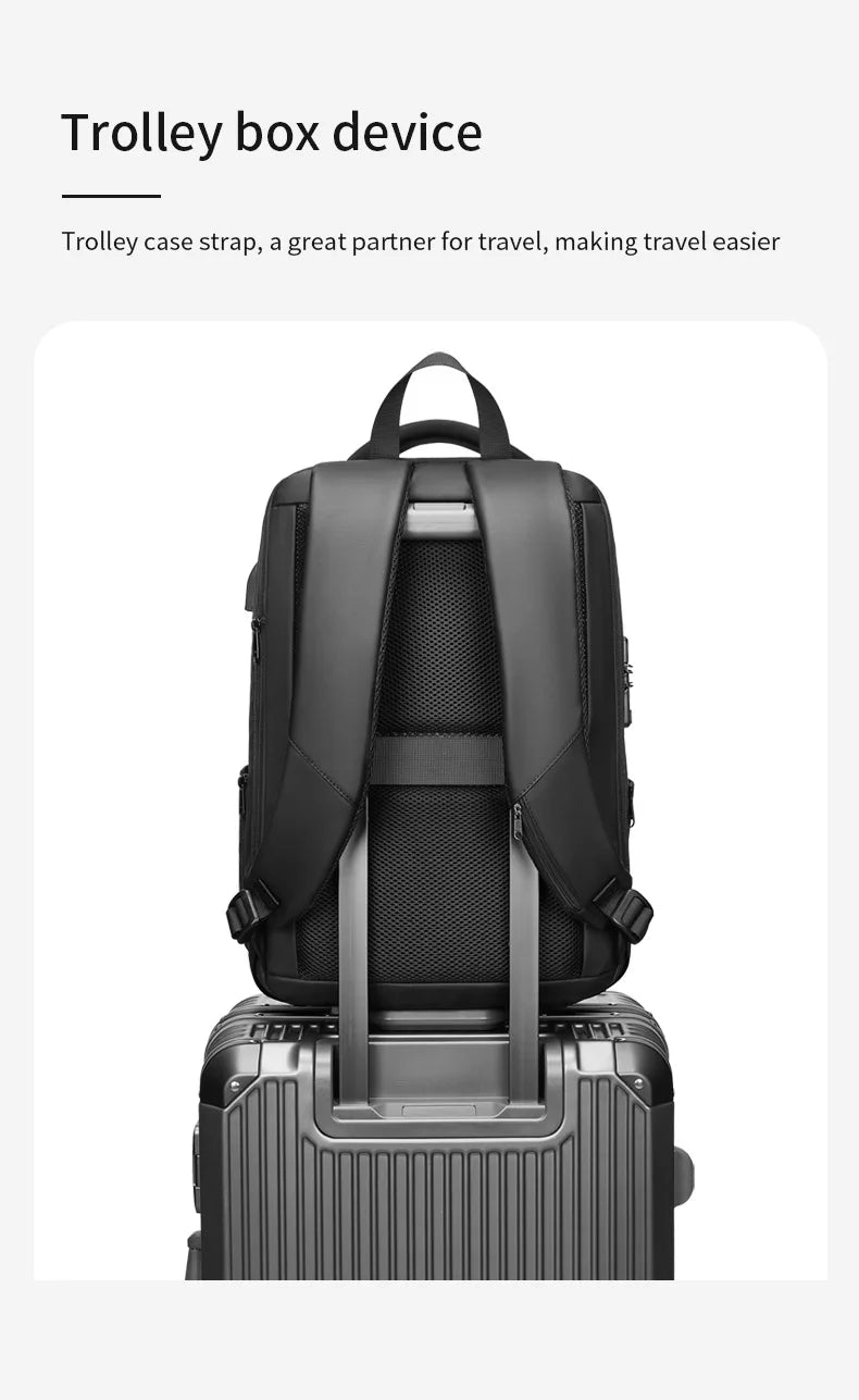 Men's 15.6 inch Laptop Backpack Expandable Travel Bag Waterproof Anti-theft Business Backpack USB Charging ABS Hard Shell Bag