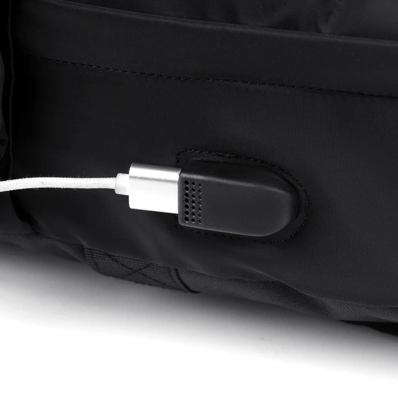 Simple solid color backpack with laptop compartment and USB charging port, suitable for travel, commuting, school, business