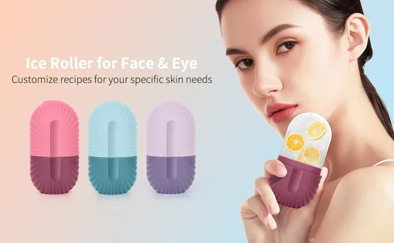 Silicone Ice Face Roller for Eye Puffiness & Pore Shrinking | Multifunctional Facial Massage Tool