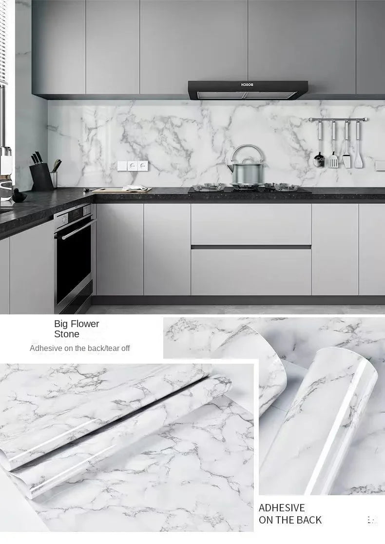 Oil-Proof Waterproof Marble Self-Adhesive Film for Kitchen