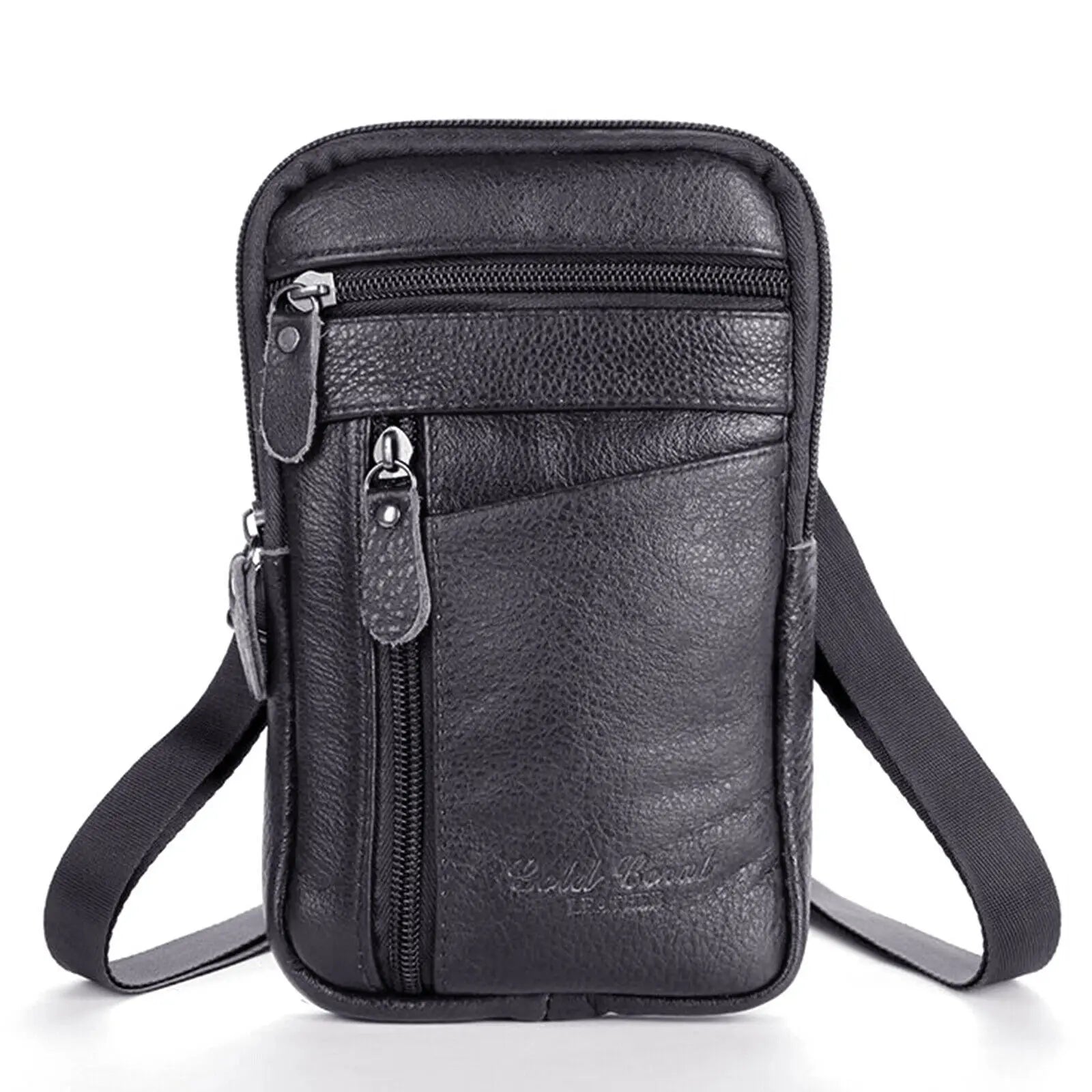 Men’s PU Leather Shoulder Bag – Slim Messenger Clutch for Travel & Work