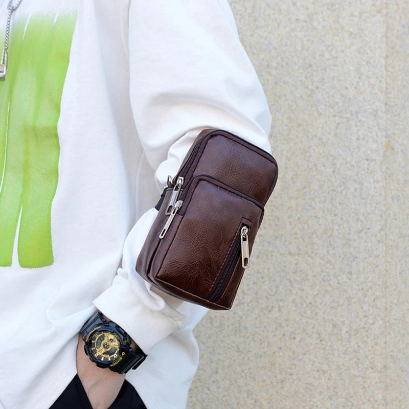 Men’s PU Leather Shoulder Messenger Bag – Slim Crossbody Chest Purse