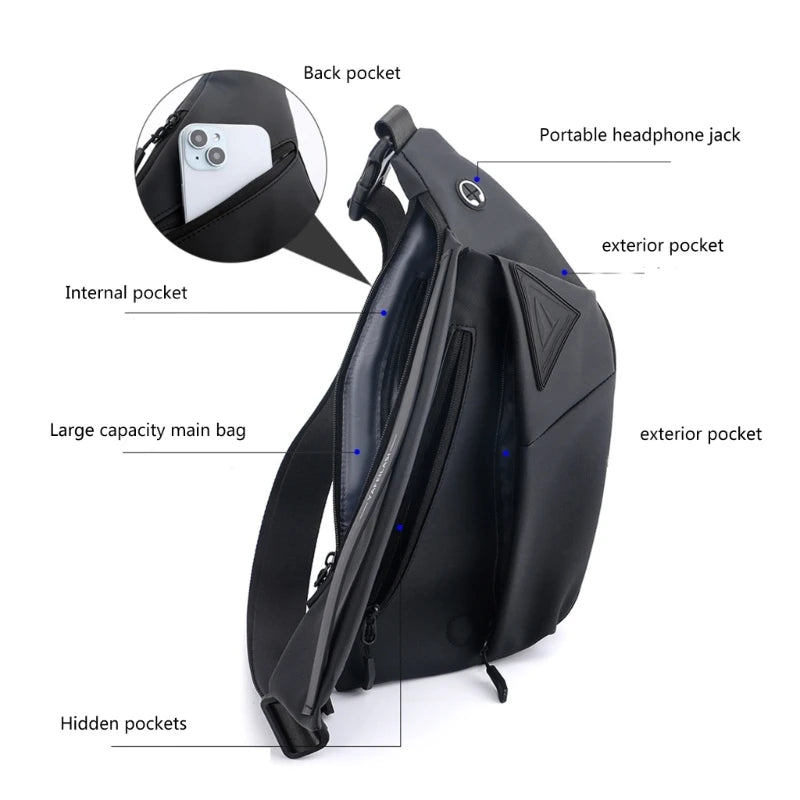 Baellerry Waterproof Chest Bag – Oxford Crossbody Sling for Travel & Cycling