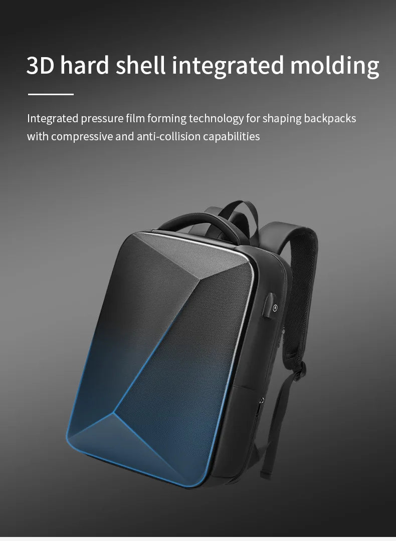 Men's 15.6 inch Laptop Backpack Expandable Travel Bag Waterproof Anti-theft Business Backpack USB Charging ABS Hard Shell Bag