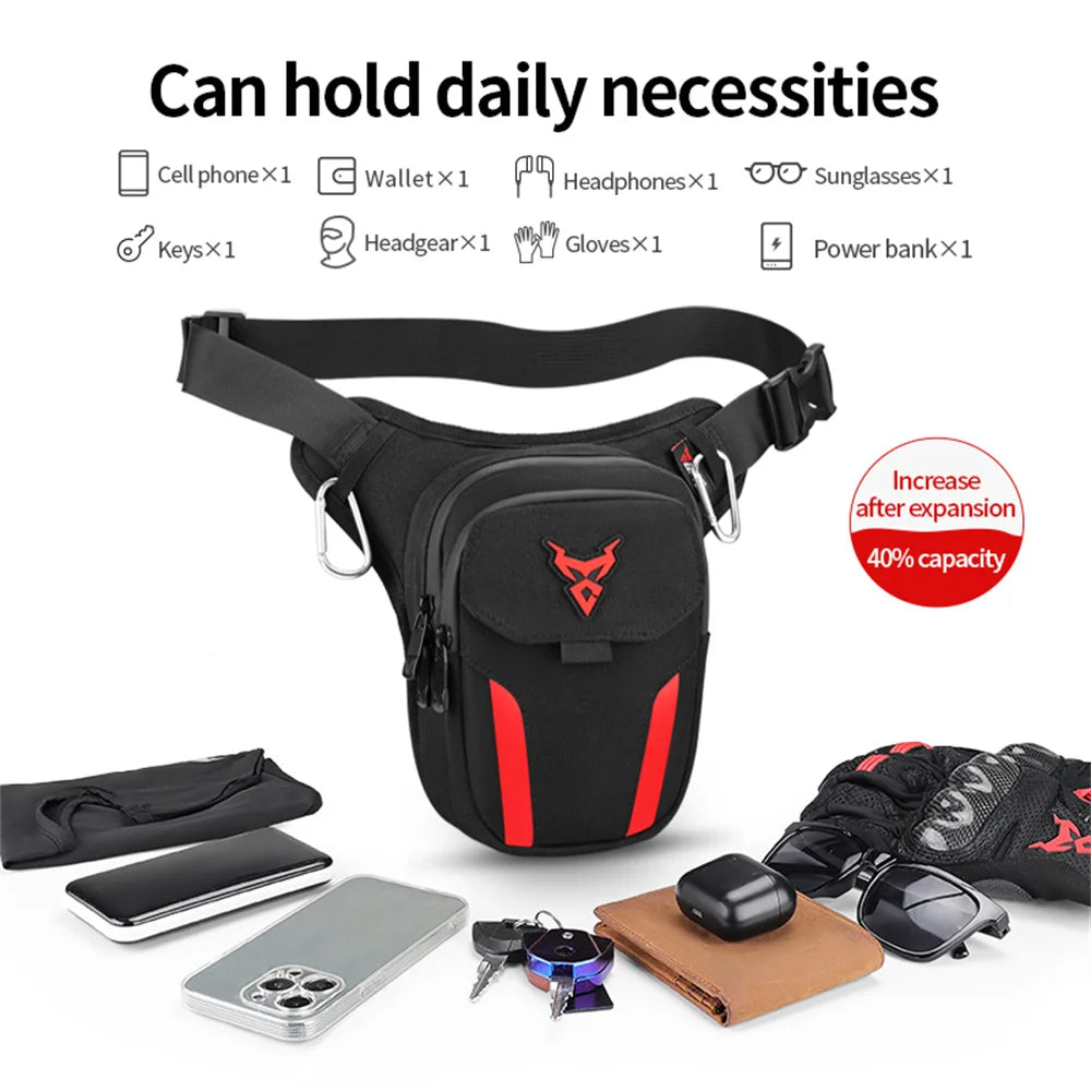 Motorcycle Leg Bag with LED Light – Waterproof Drop Waist & Thigh Bag for Riding, Racing, and Touring
