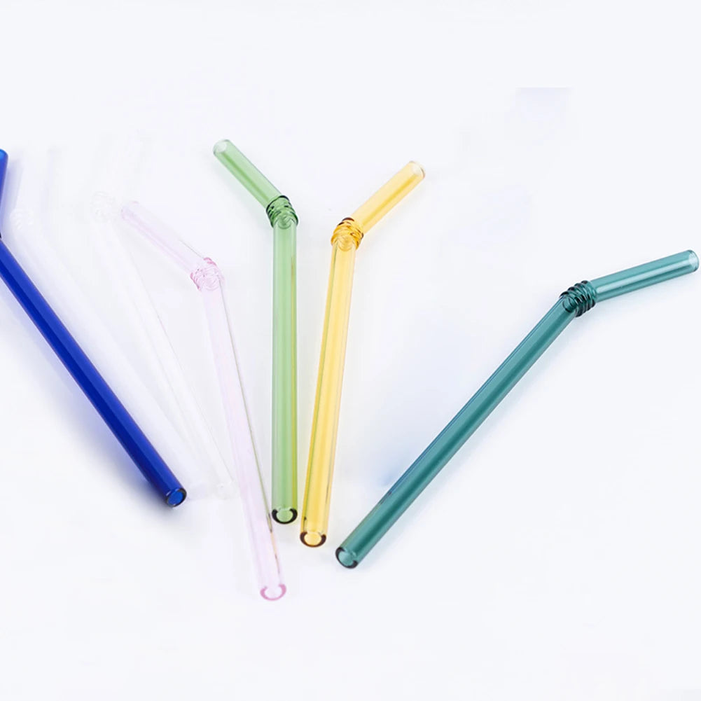 20cm Reusable Glass Drinking Straw Set