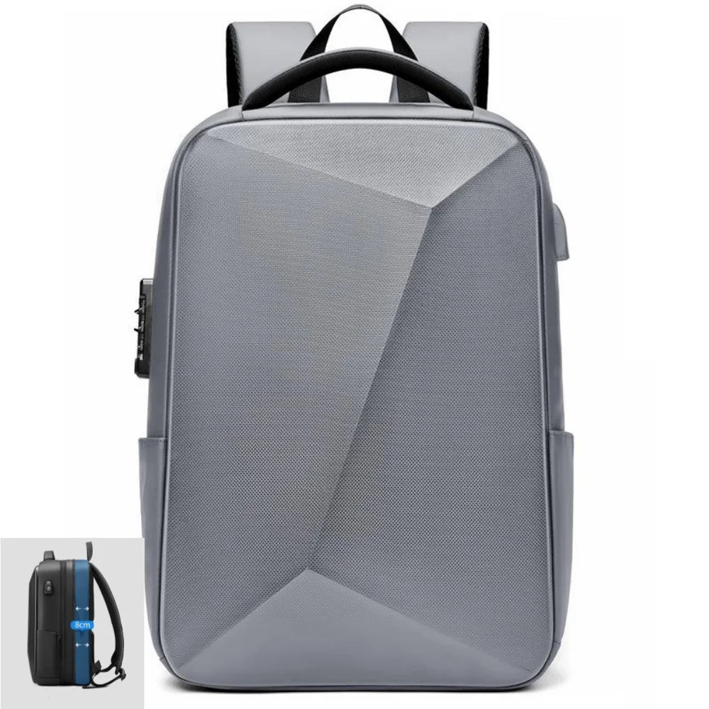 Men's 15.6 inch Laptop Backpack Expandable Travel Bag Waterproof Anti-theft Business Backpack USB Charging ABS Hard Shell Bag