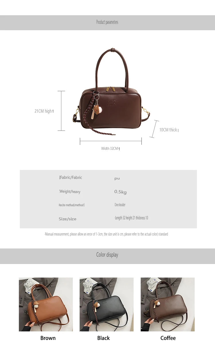 New 2025 Boston Bag For Women Large Bowling Bags Luxury Brand Design Armpit Bags Autumn/Winter Commuting Versatile Shoulder Bag