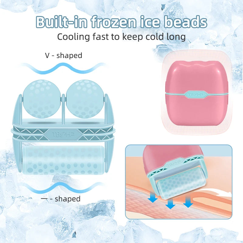 Cool Facial Eye Massage Face Ice Roller Double Roller Relieve Fatigue Pain Redness Skin Tighten Face Lift Reduce Swell Iceroller