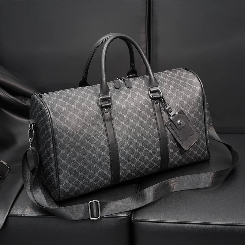 Men's Travel Duffel Bag Leather Large Capacity Weekend Luggage Tote Bag - Versatile Carry Large Travel Tote for Gym Vacations