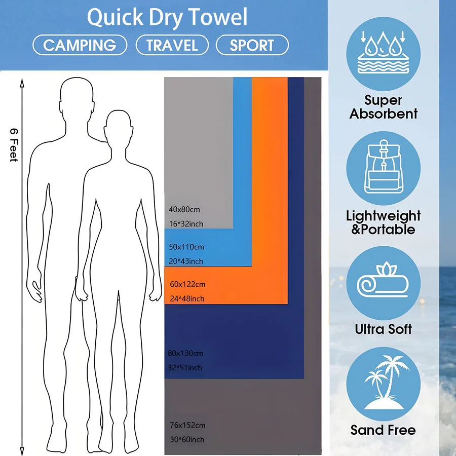 Quick-Dry Microfiber Sports Towel for Travel & Outdoor Activities