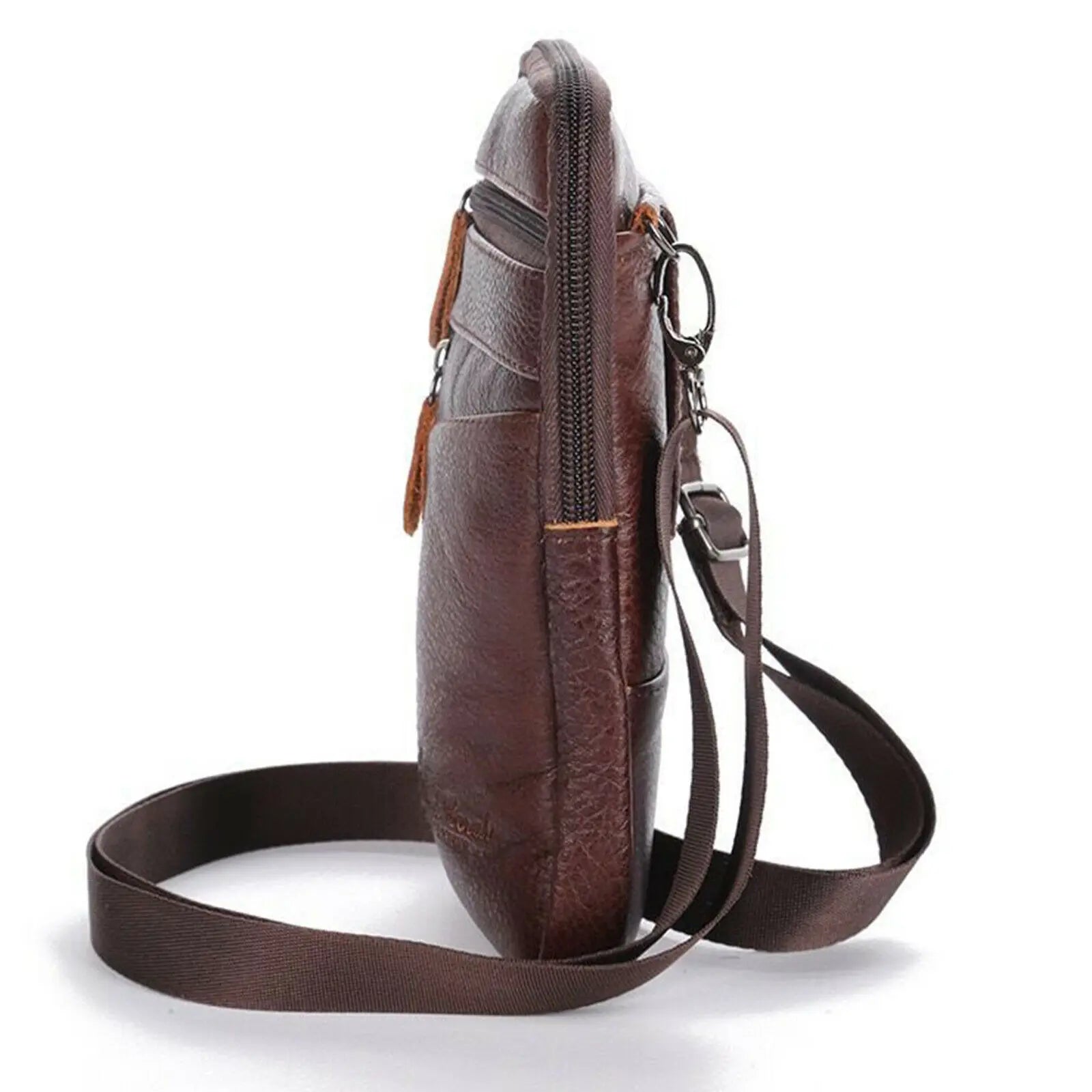 Men’s PU Leather Shoulder Bag – Slim Messenger Clutch for Travel & Work