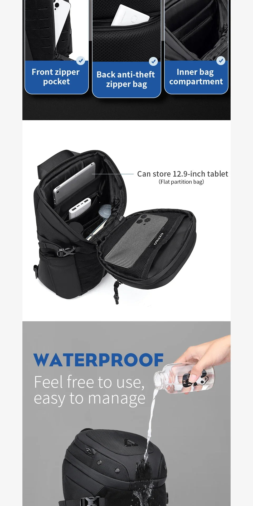 Mens Large Capacity Sports Waterproof Chest Bag Men Tactical Multifunctional Crossbody Bag Travel Shoulder Bags Рюкзаки Мужские