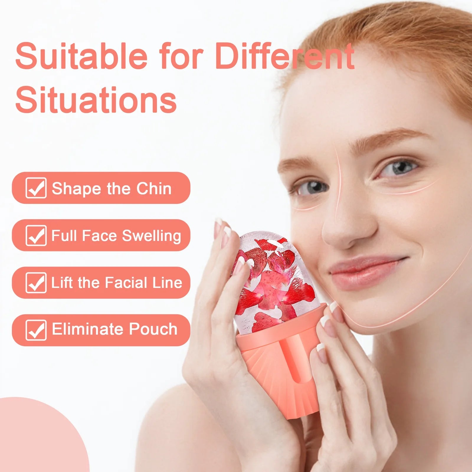 Silicone Ice Face Roller for Eye Puffiness & Pore Shrinking | Multifunctional Facial Massage Tool