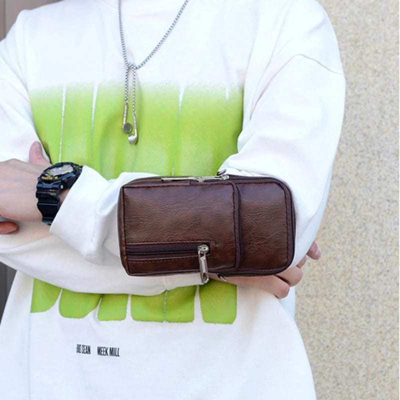Men’s PU Leather Shoulder Messenger Bag – Slim Crossbody Chest Purse