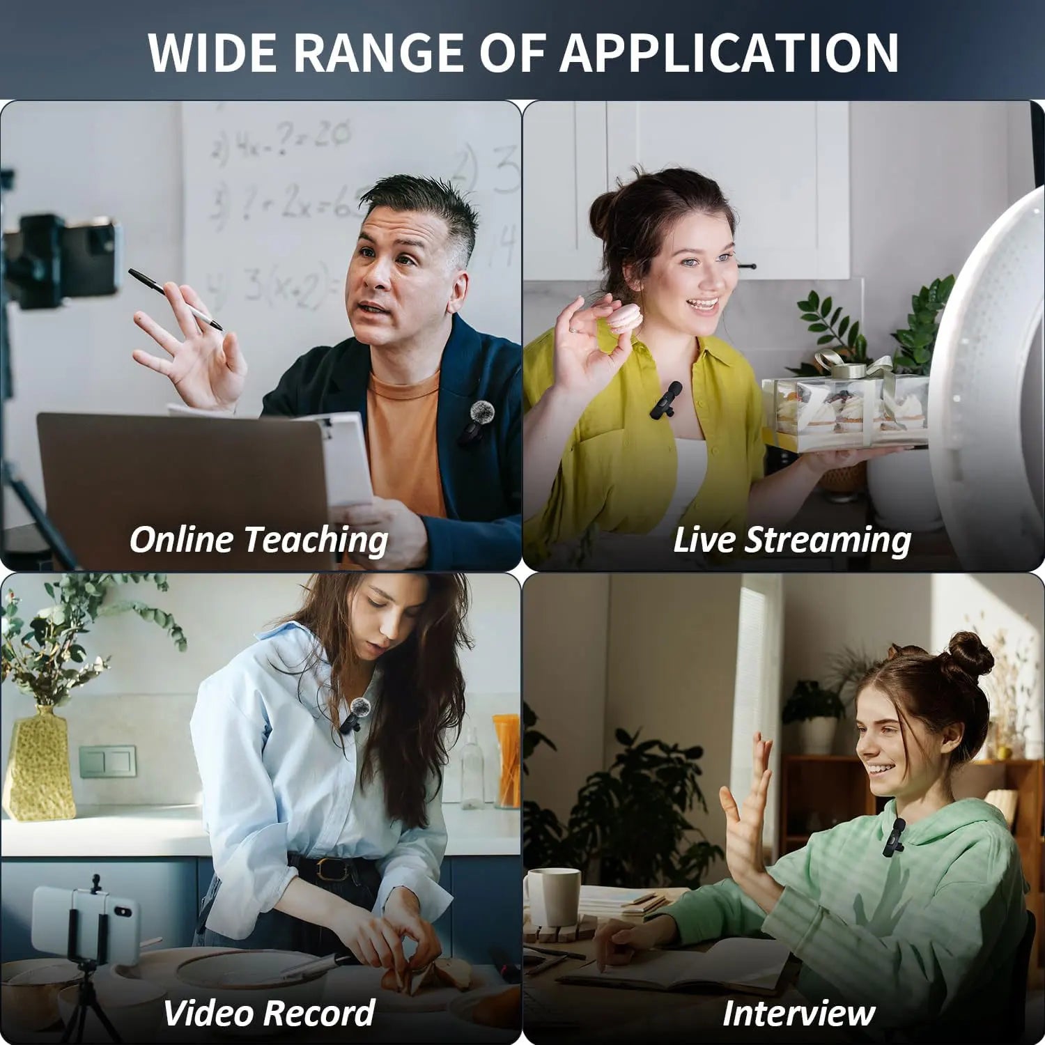 Wireless Lavalier Microphone for iPhone, Android, and Laptops