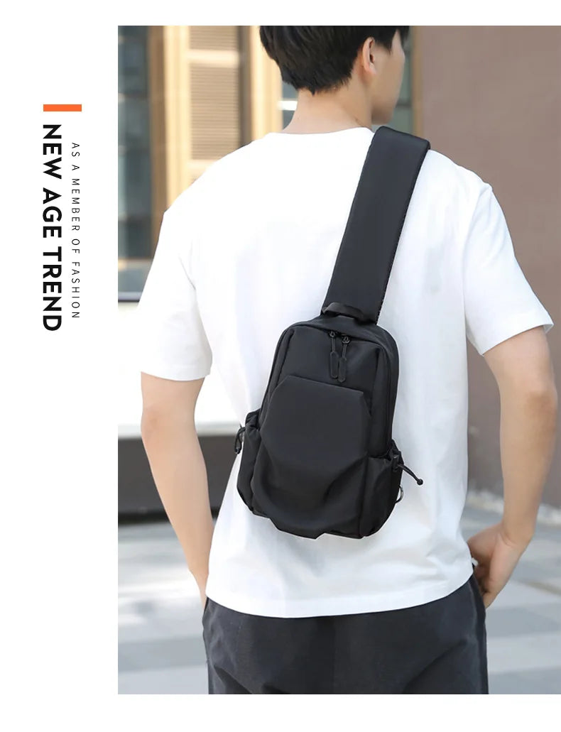 Men's Sports Chest Bag Waterproof Wear-resistant Multi-compartment Shoulder Crossbody Bag Outdoor Sports Travel Messenger Bag