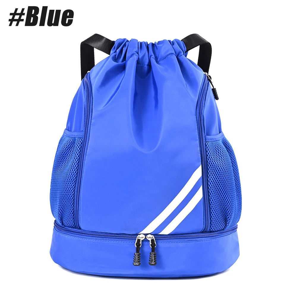 1PCS Sports Drawstring Backpack,Waterproof Drawstring Sports Bag Soccer Bag Swim Gym Bag for Men Women with Ball Shoes Compartme
