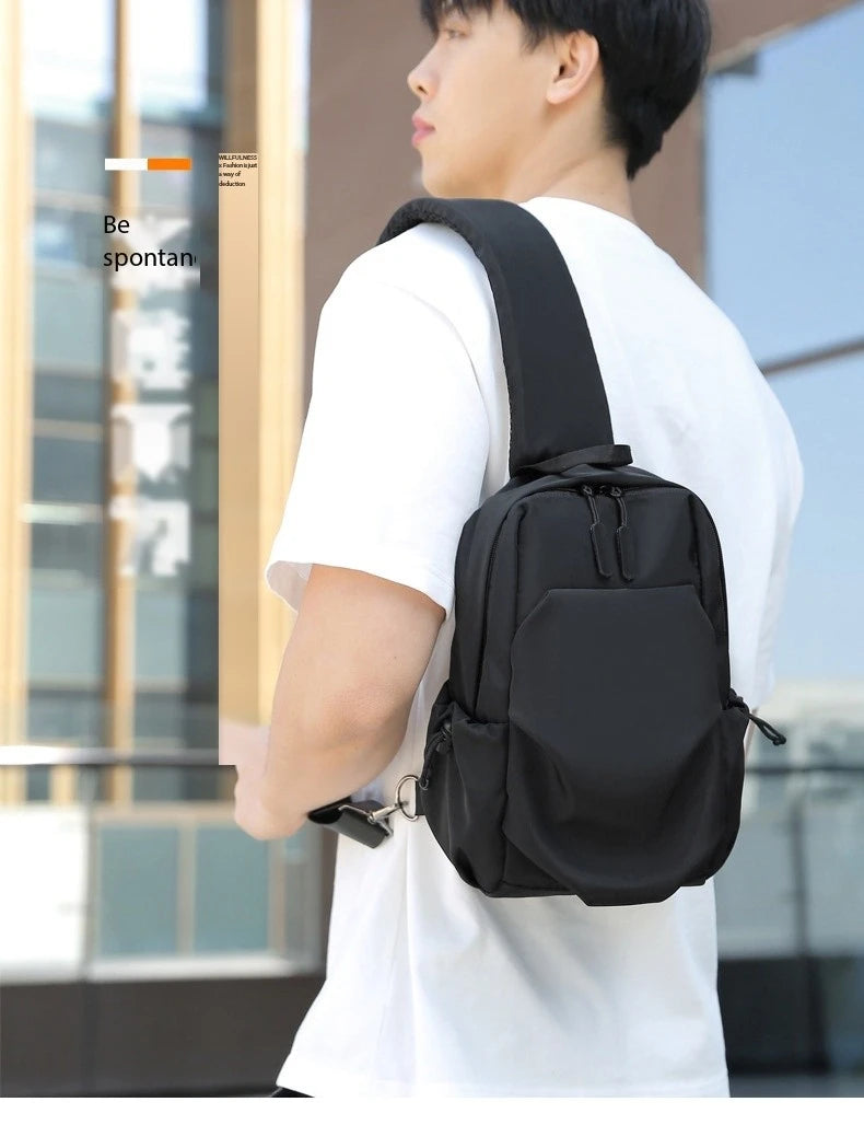 Men's Sports Chest Bag Waterproof Wear-resistant Multi-compartment Shoulder Crossbody Bag Outdoor Sports Travel Messenger Bag