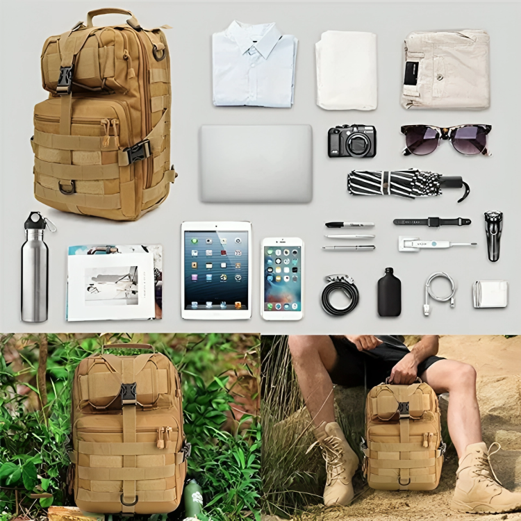 Tactical EDC Sling Bag Pack, Military Rover Shoulder Molle Backpack, with USA Flag Patch, Coyote