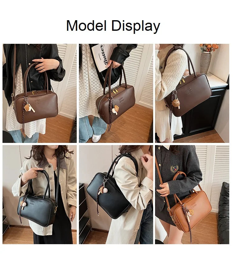 New 2025 Boston Bag For Women Large Bowling Bags Luxury Brand Design Armpit Bags Autumn/Winter Commuting Versatile Shoulder Bag