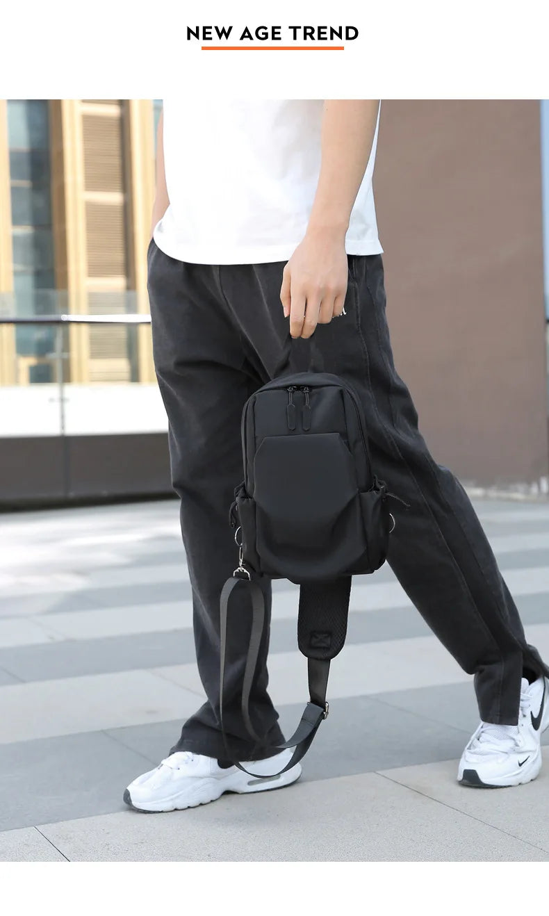 Men's Sports Chest Bag Waterproof Wear-resistant Multi-compartment Shoulder Crossbody Bag Outdoor Sports Travel Messenger Bag