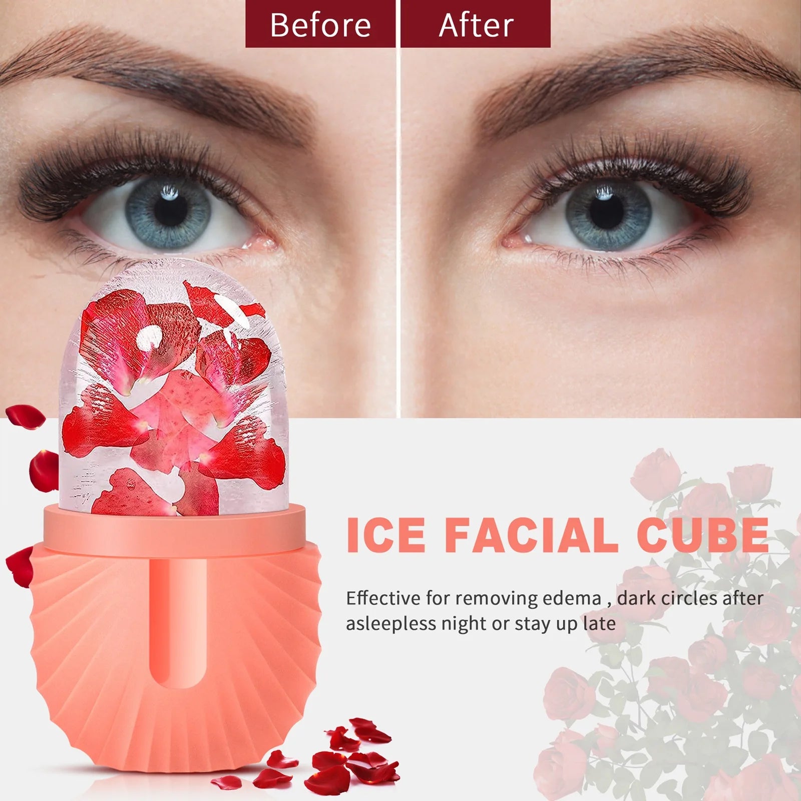 Silicone Ice Face Roller for Eye Puffiness & Pore Shrinking | Multifunctional Facial Massage Tool