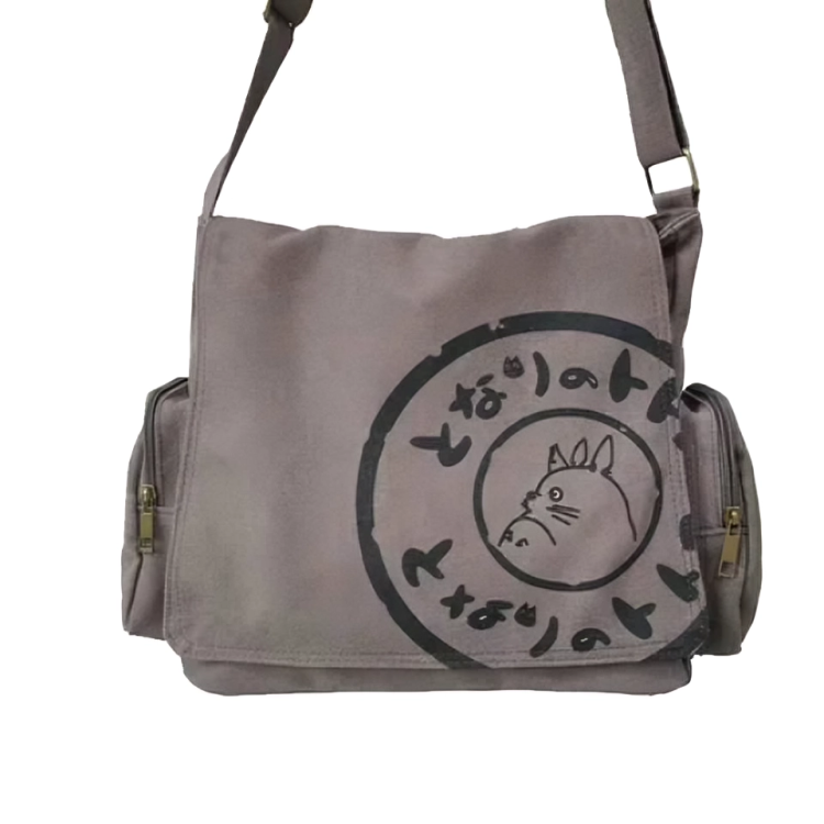 Japanese Totoro Canvas Messenger Bag - Stylish Cartoon Crossbody Bag