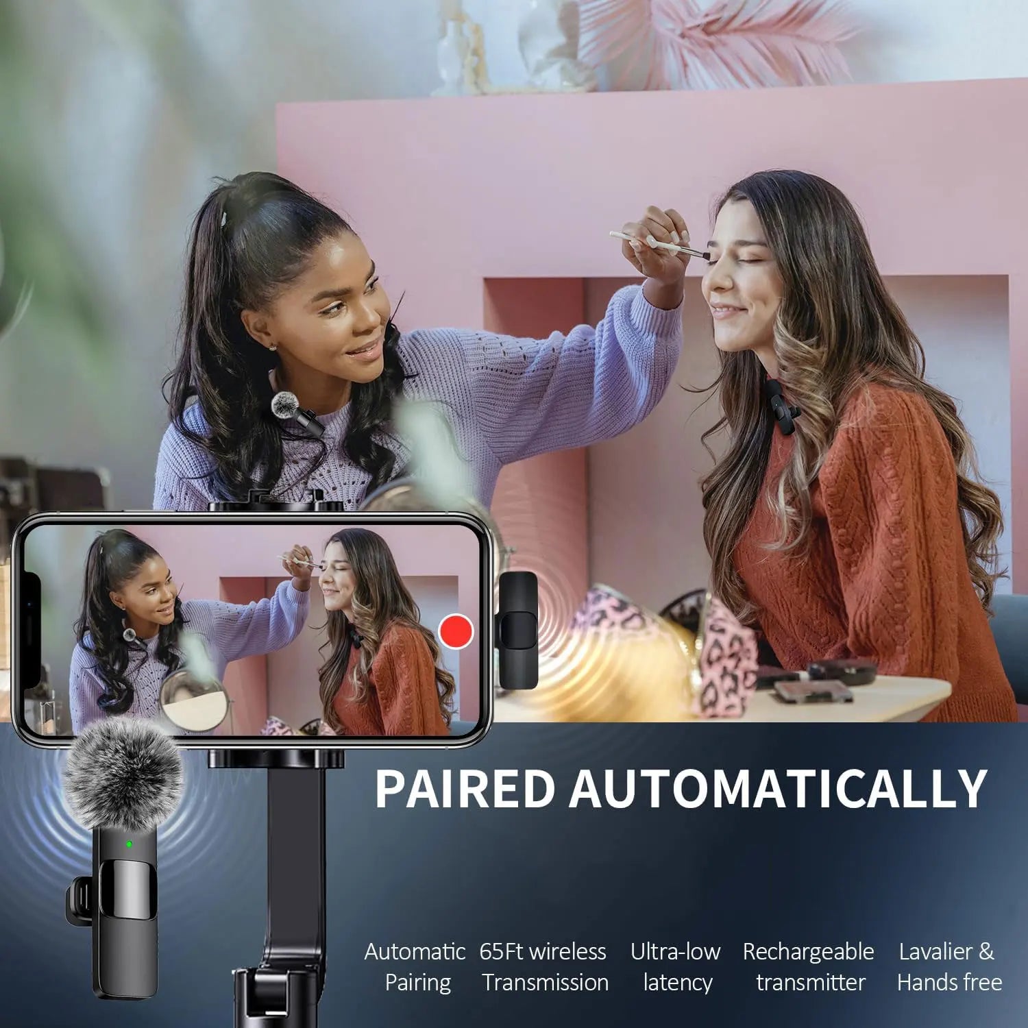 Wireless Lavalier Microphone for iPhone, Android, and Laptops