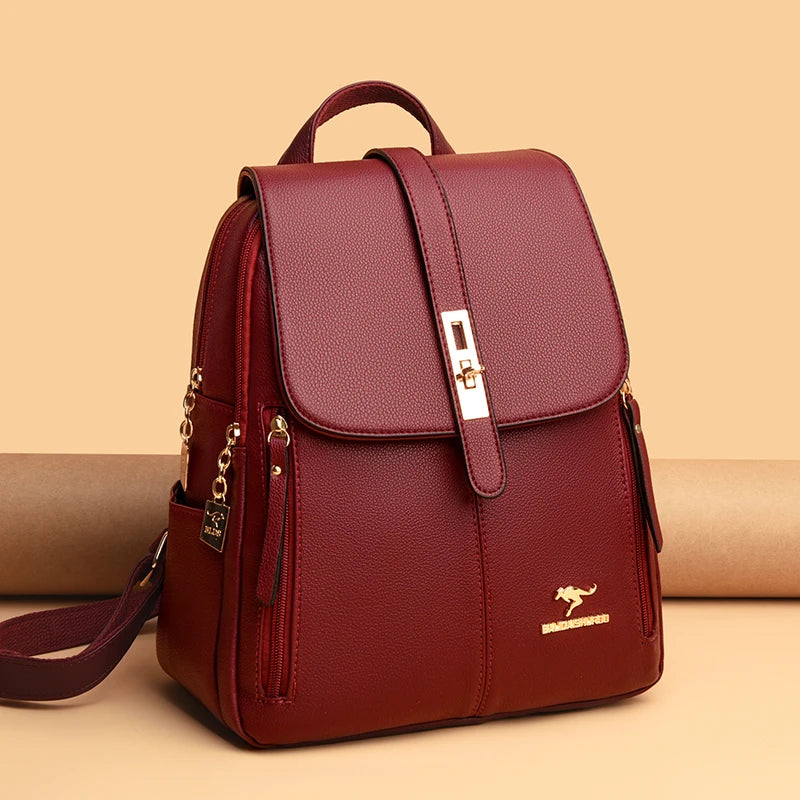 Purse Backpack For Women, Elementary Schoolbag for Students, Women Leather Backpacks, Shoulder Bags Female Backpack , Gentle Leather Pu Casual Diminished Backpack