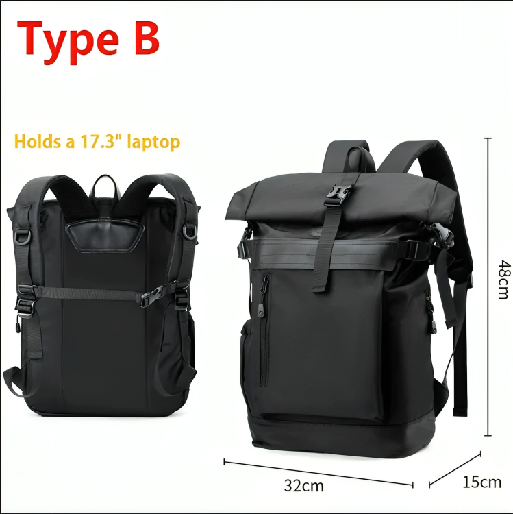 New 28L Convertible Shape Gym Backpack Unique Cool Men Back Pack For Teenagers Roll Top Clamshell Male Duffle Bag
