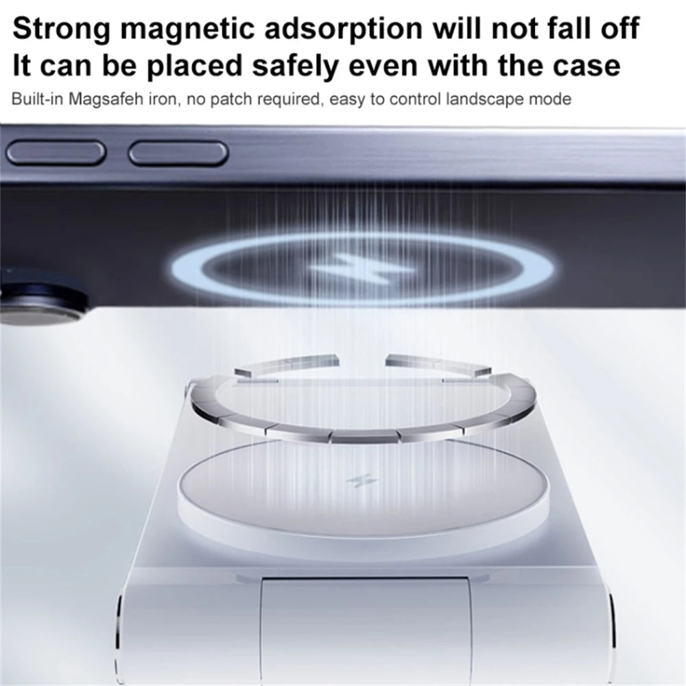 3-in-1 Foldable MagSafe Charging Stand – iPhone, Watch, AirPods