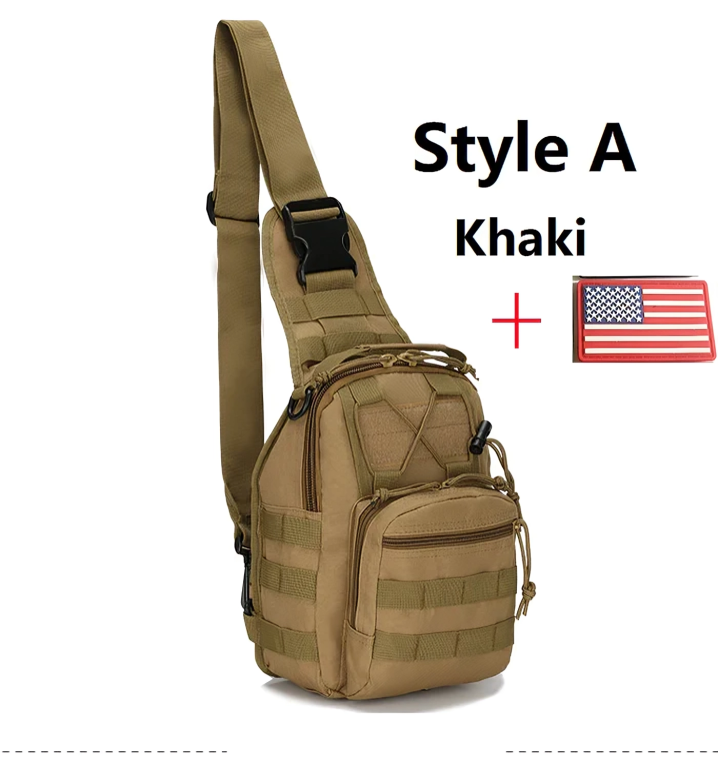 Tactical EDC Sling Bag Pack, Military Rover Shoulder Molle Backpack, with USA Flag Patch, Coyote