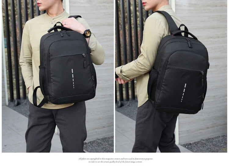 Classic Men Waterproof Backpack USB Charging Casual Travel Backpack Men Large Capacity Travel Laptop Backpack School Bag