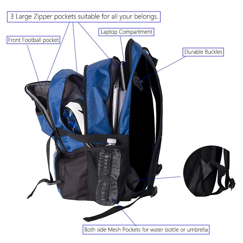 Large Sports Soccer Bag - Soccer Backpack & Bags for Basketball, Volleyball & Football with Separate Cleat and Shoes Compartment
